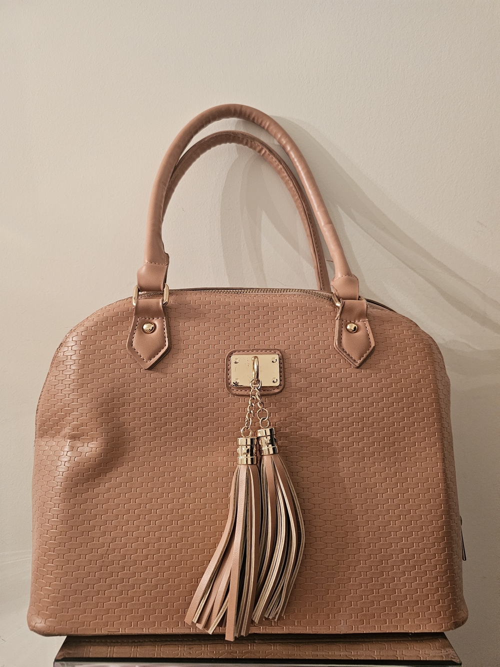 Women's Tassel Satchel Handbag in Tan